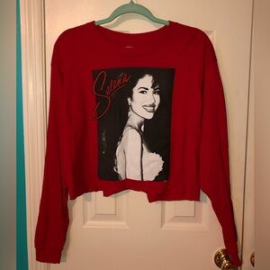 Official Selena Merchandise Cropped Top, Size: L, Color: Red/Black/Gray